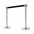 Vic Crowd Control Inc VIP Crowd Control 1109-10 14 in. Flat Base Mirror Post & Cover Retractable Belt Stanchion - 10 ft. Black Belt 1109-10